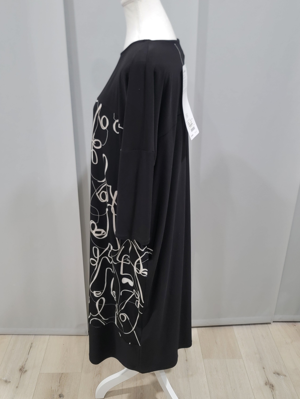 Joseph Ribkoff Black Dress with White Abstract Face Print - Picture 3 of 6